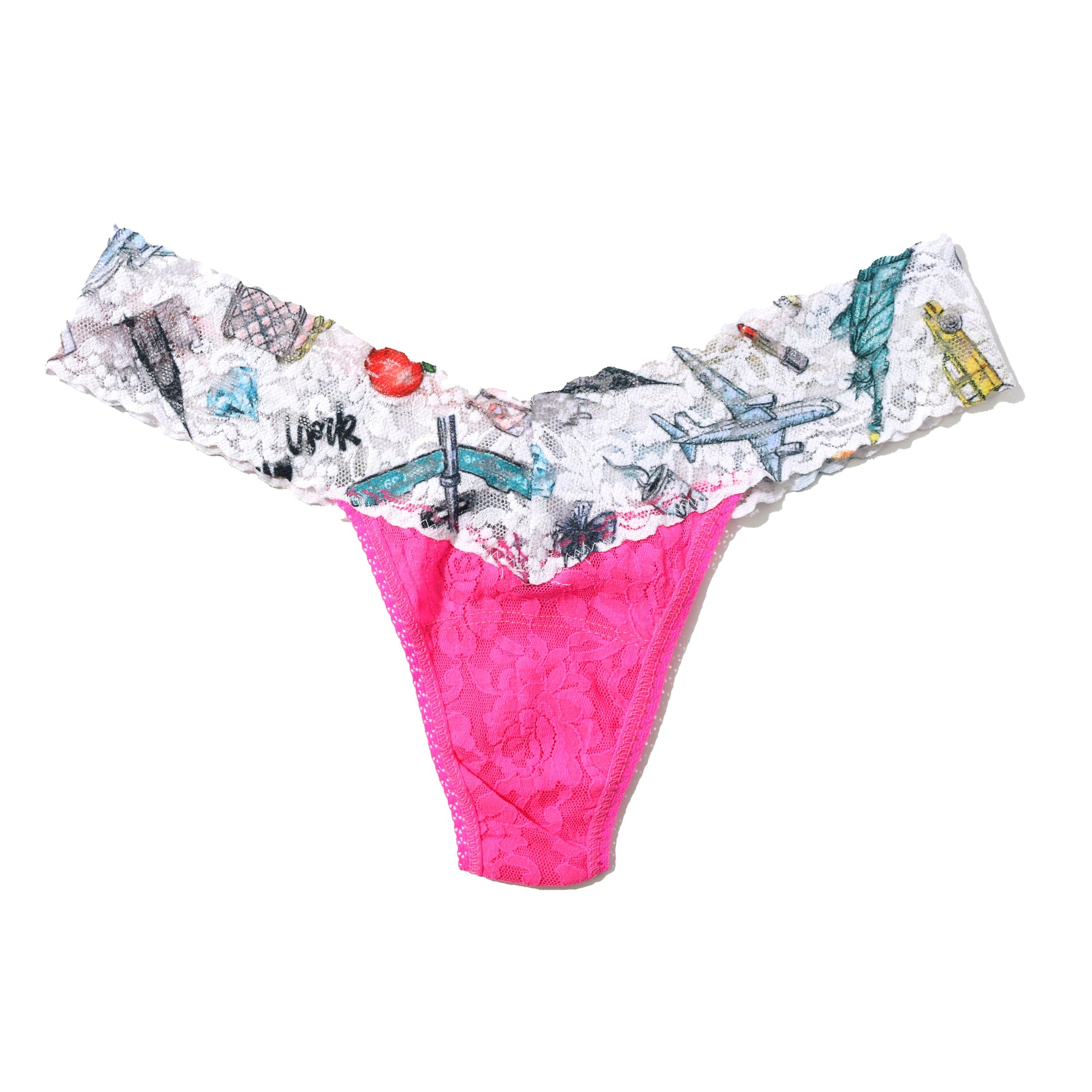 Signature Lace Low Rise Thong | Atomic Pink x Jet Set