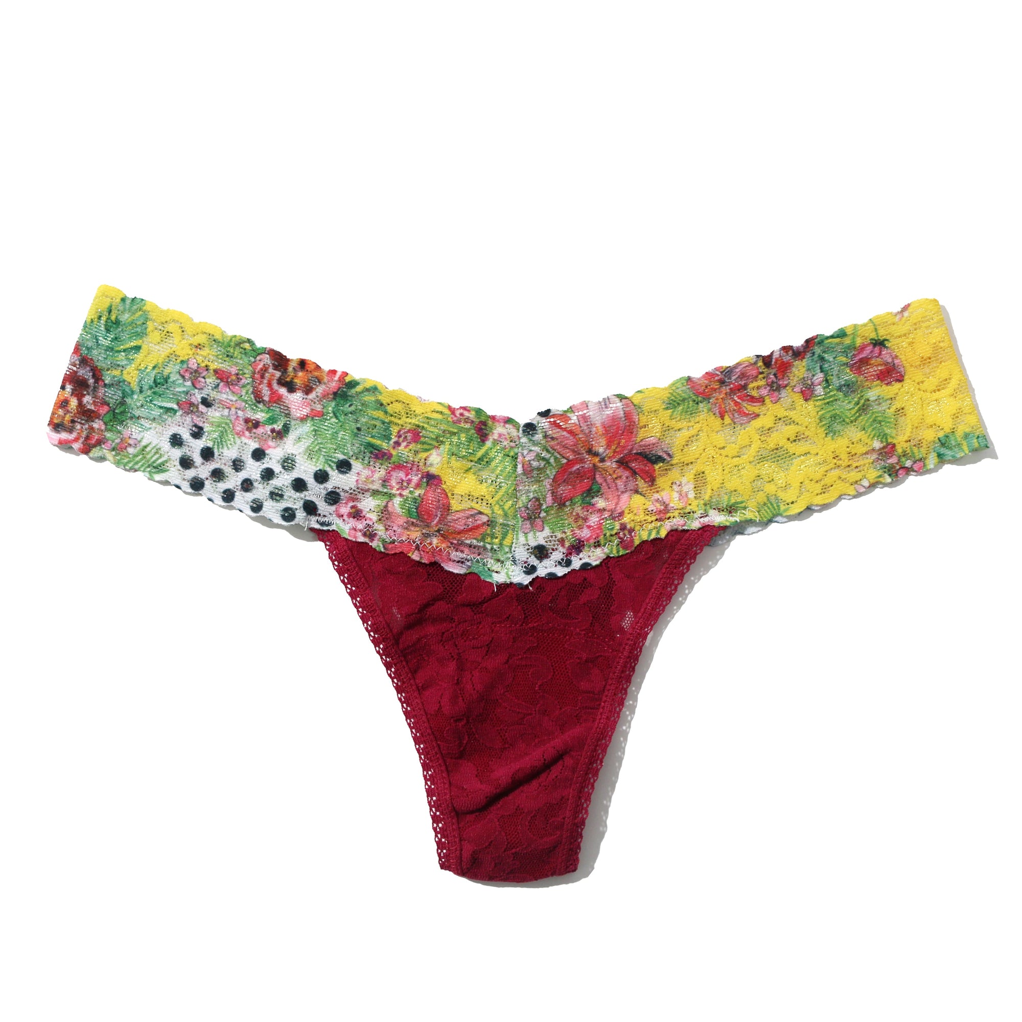 Signature Lace Low Rise Thong | Dark Pomegranite x Teens Floral
