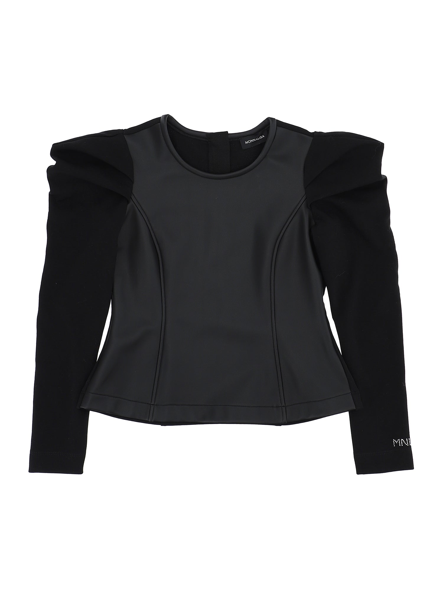 Girls | Coated Fabric & Jersey T-Shirt | Black
