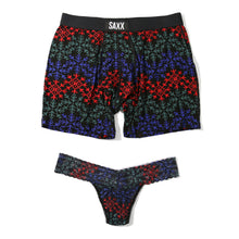 Sinature Lace Low Rise Thong & Saxx Boxer Brief | Snow Flake Chevron (Black)