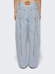Women | alexanderwang | Zipped Back Slit Wide-leg Jeans Light Blue | Multi