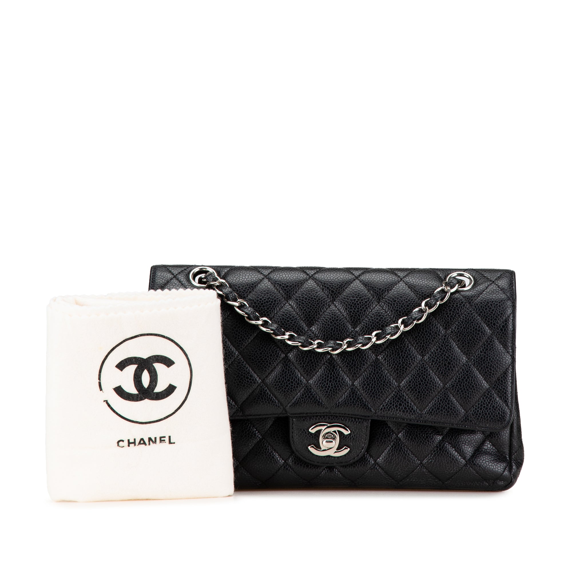 Chanel | Pre-Owned Medium Classic Caviar Double Flap | Black