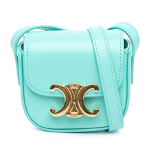 Celine | Pre-Owned Leather Triomphe AirPods Case with Strap - I | Blue/Turquoise