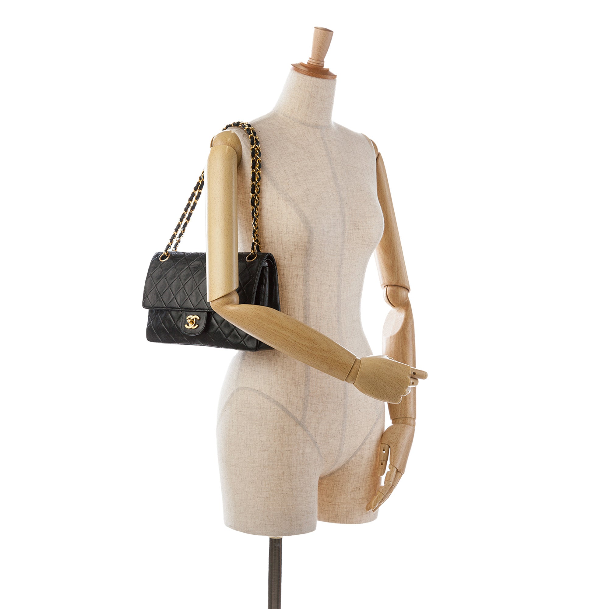 Chanel | Pre-Owned Medium Quilted Lambskin Double Flap | Black