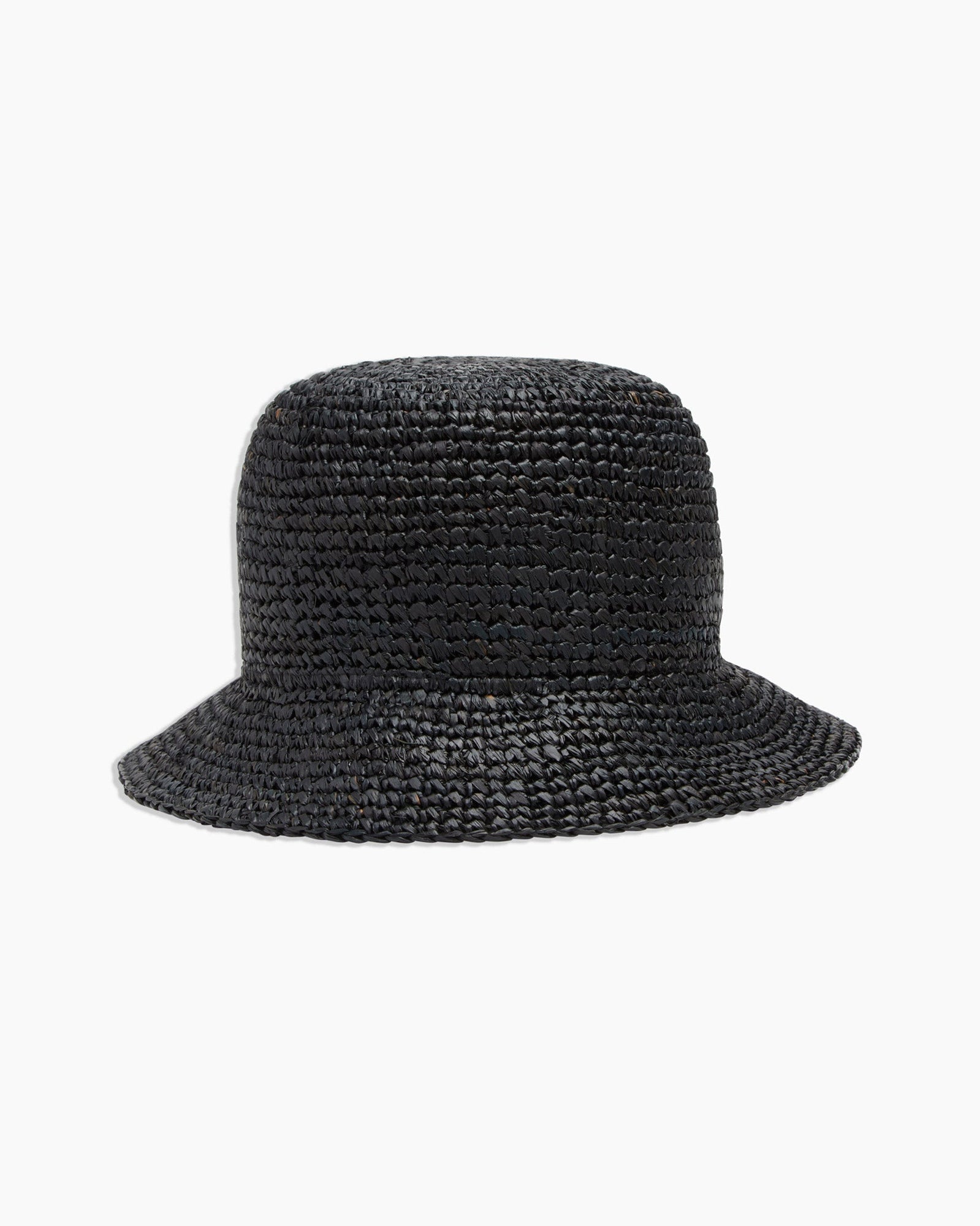 Womens | Packable Raffia Bucket Hat | Black