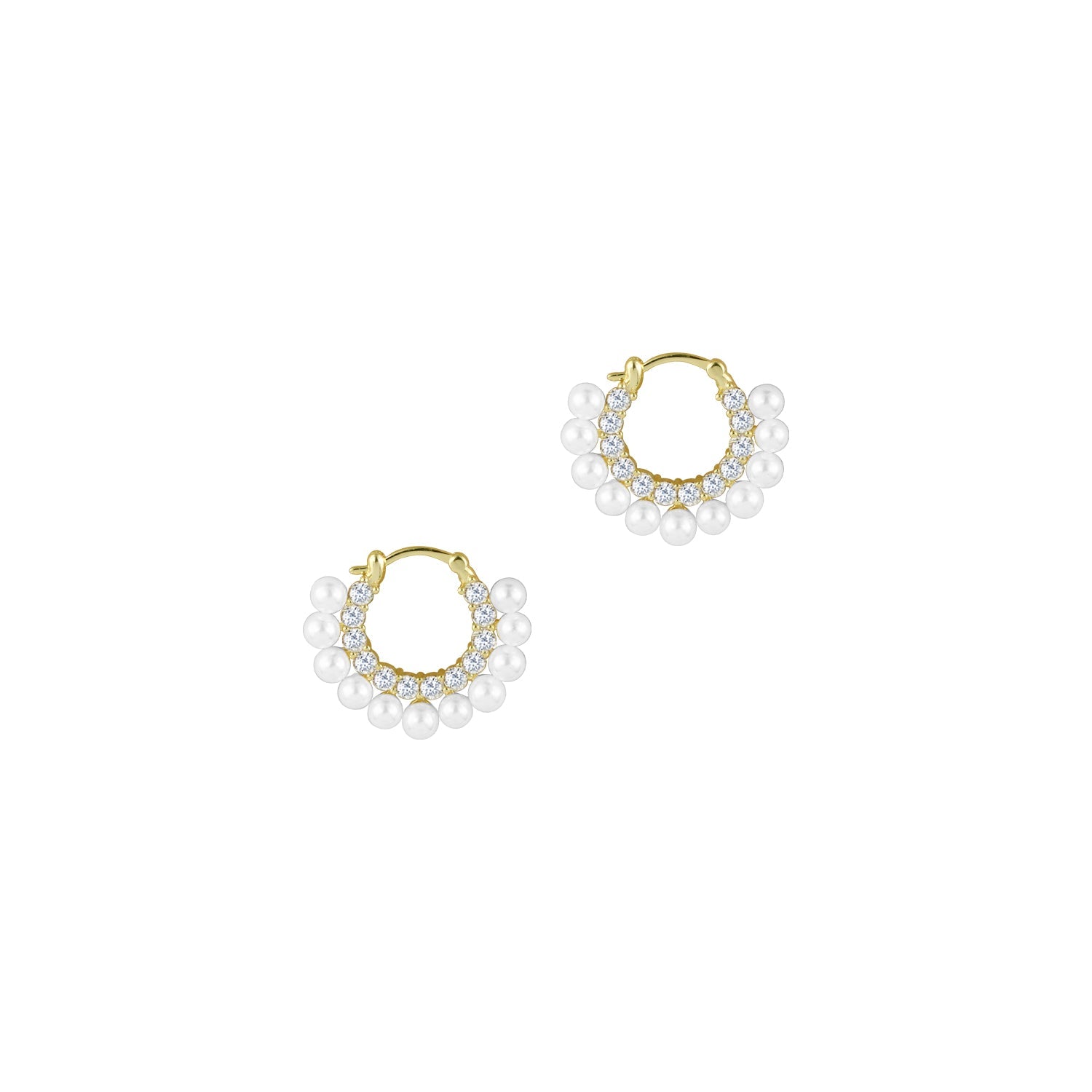 The Dani Pave' Pearl Hoop Earrings | 18KT Gold Vermeil