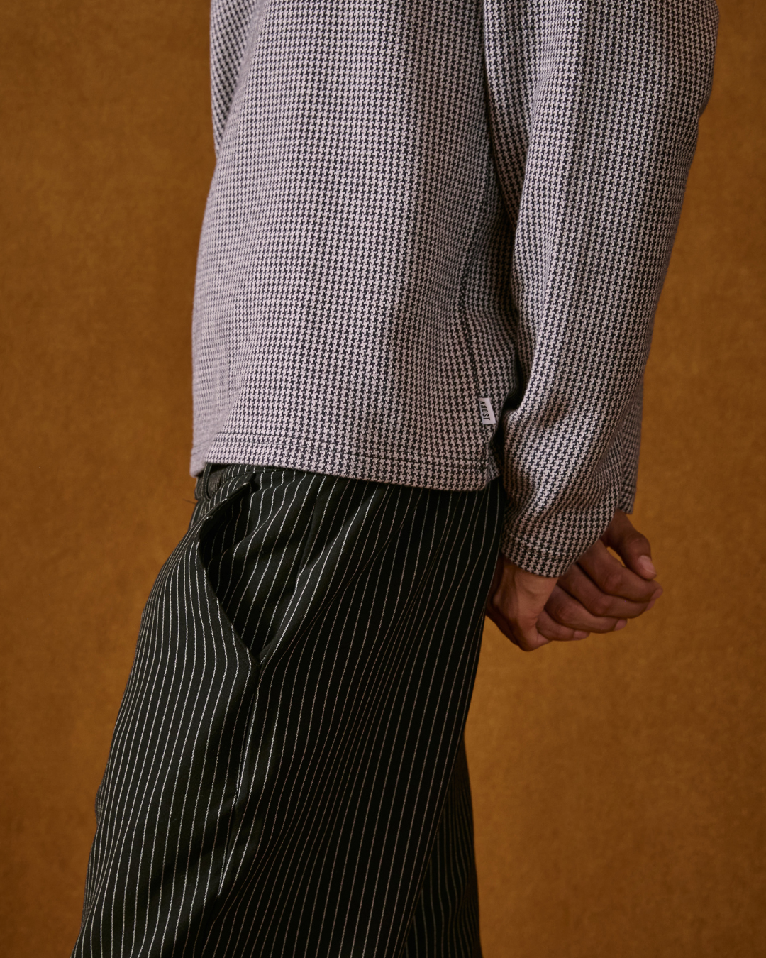 Black Pinstripe Trousers | Black