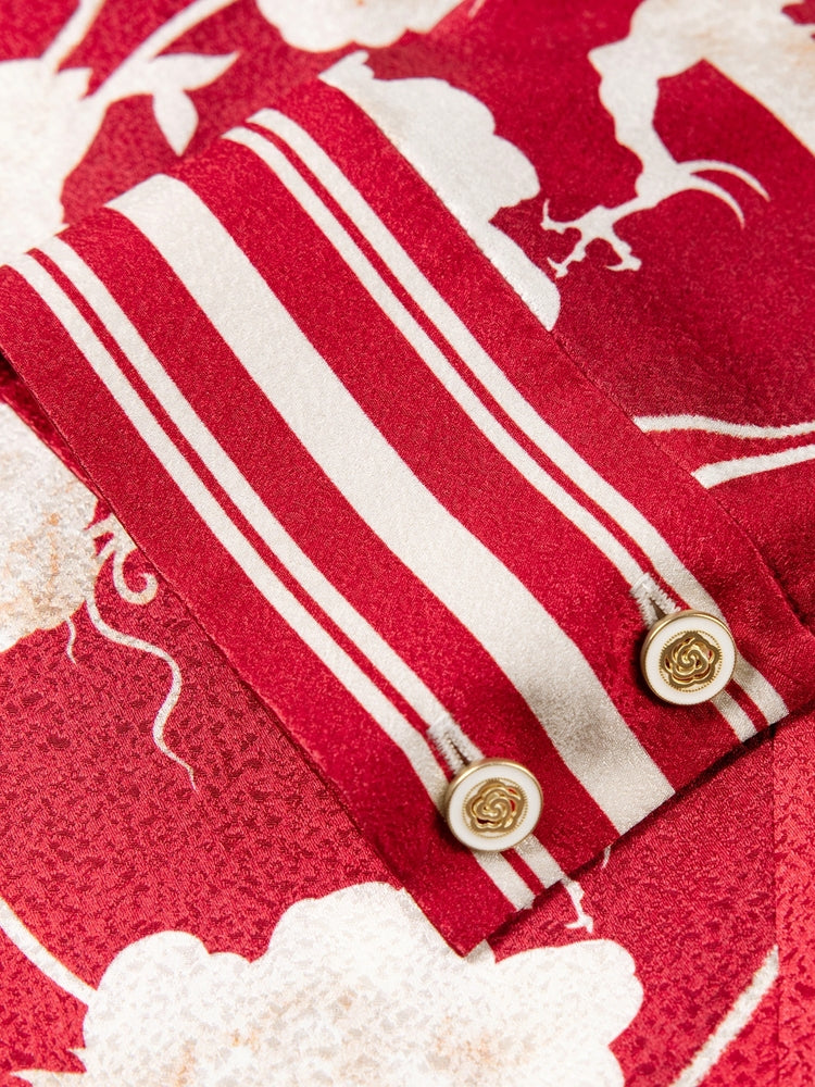 Silk Printed Shirt | Red