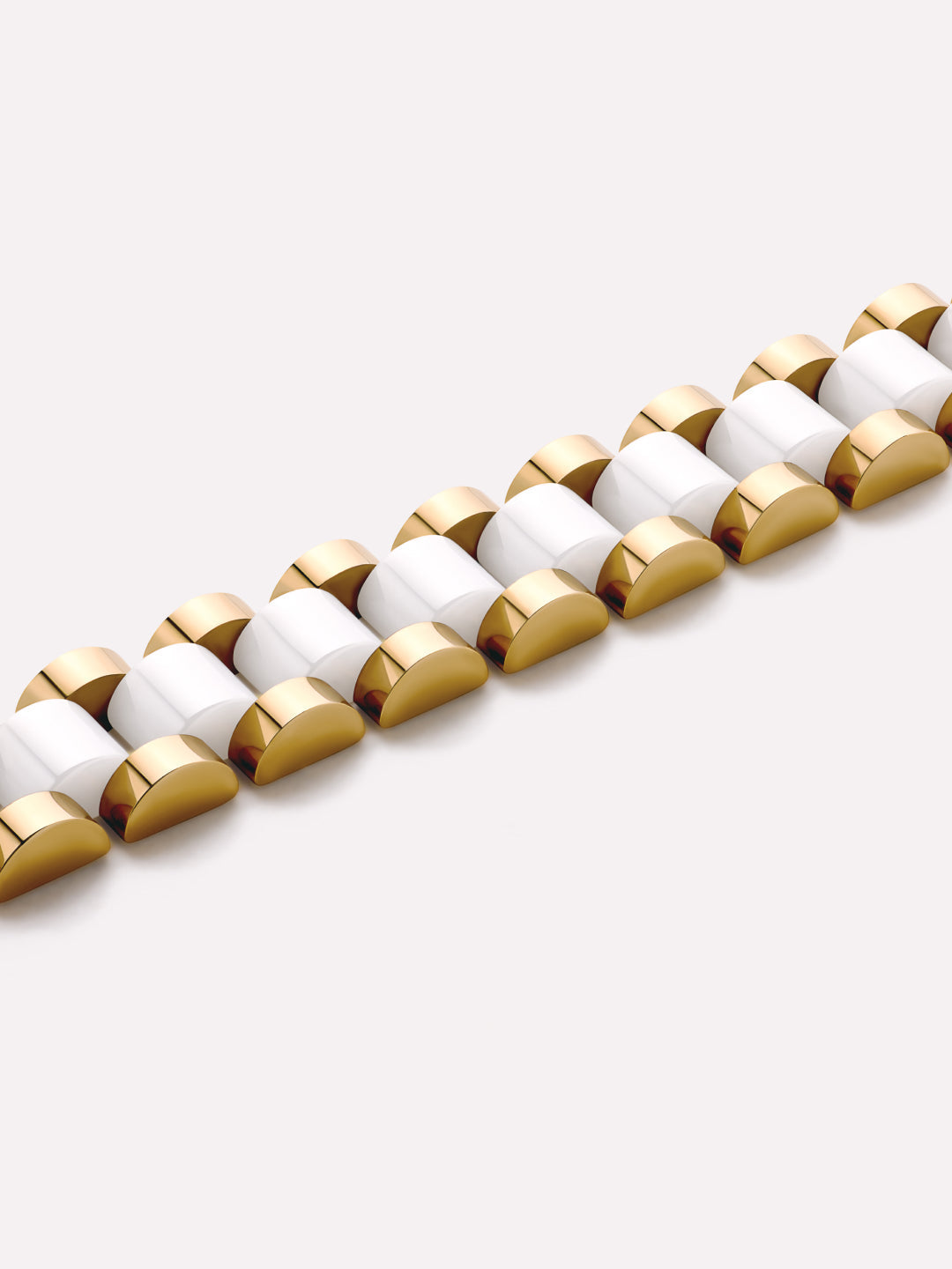 Ora Watch Strap Bracelet | 14K Gold on Stainless Steel | Gold/White Ceramic