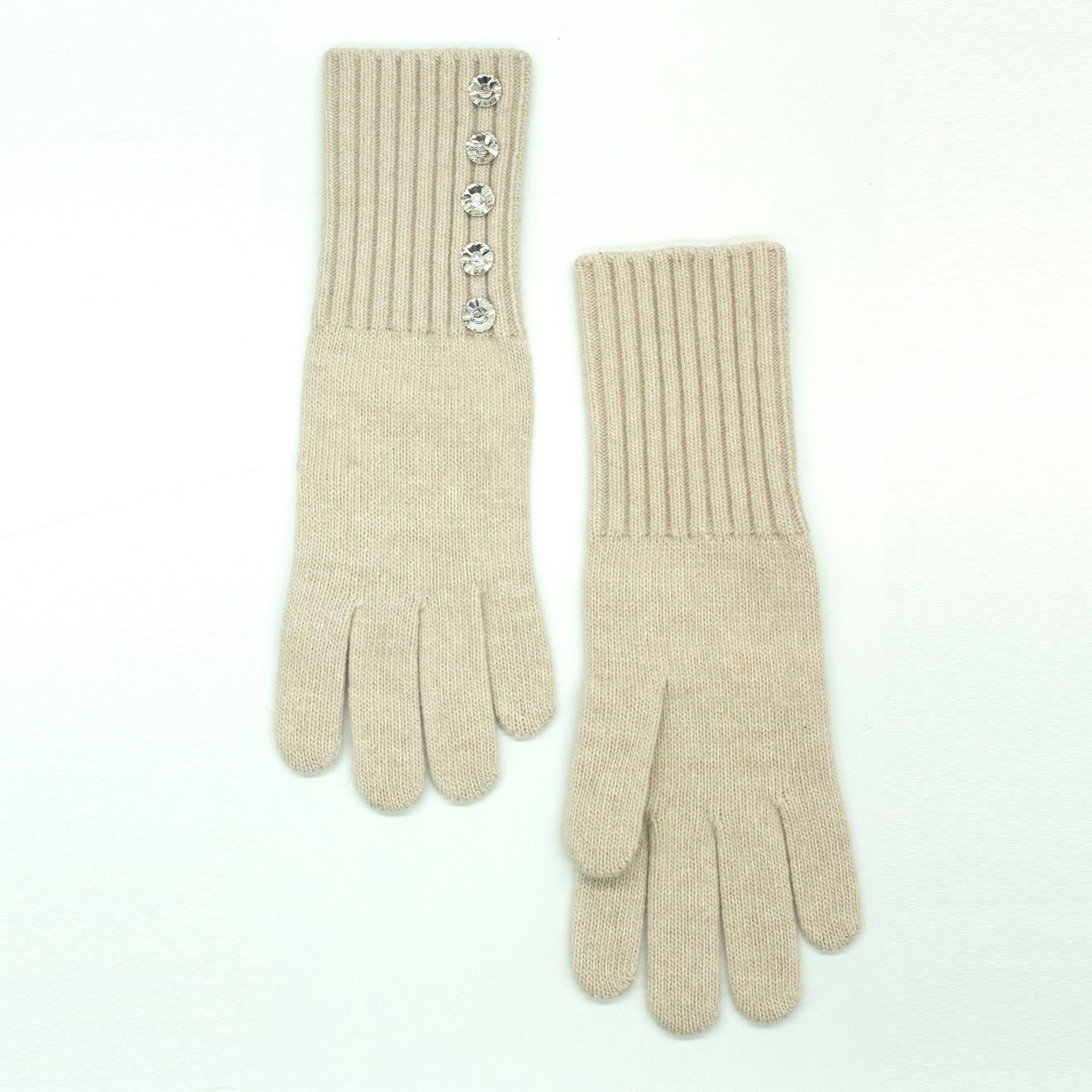 Womens | Gloves with Crystal Stones | Oatmeal