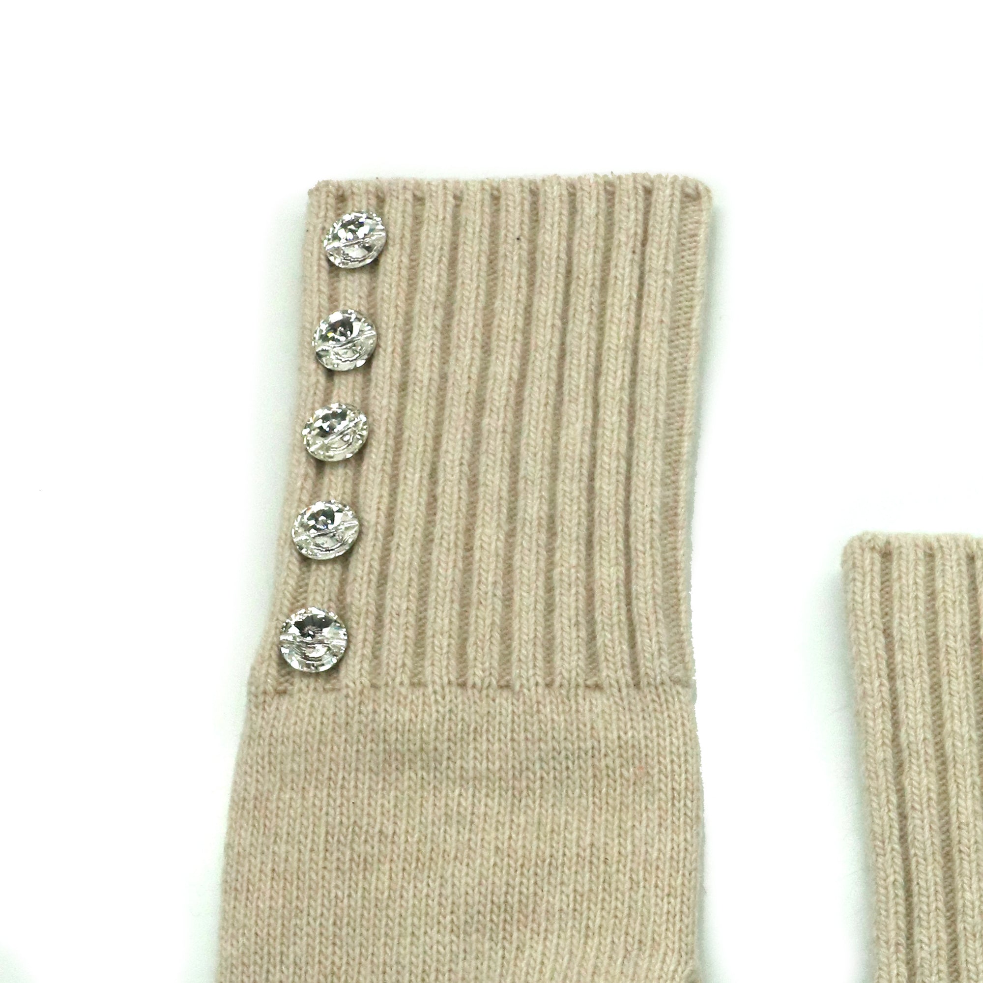 Womens | Gloves with Crystal Stones | Oatmeal