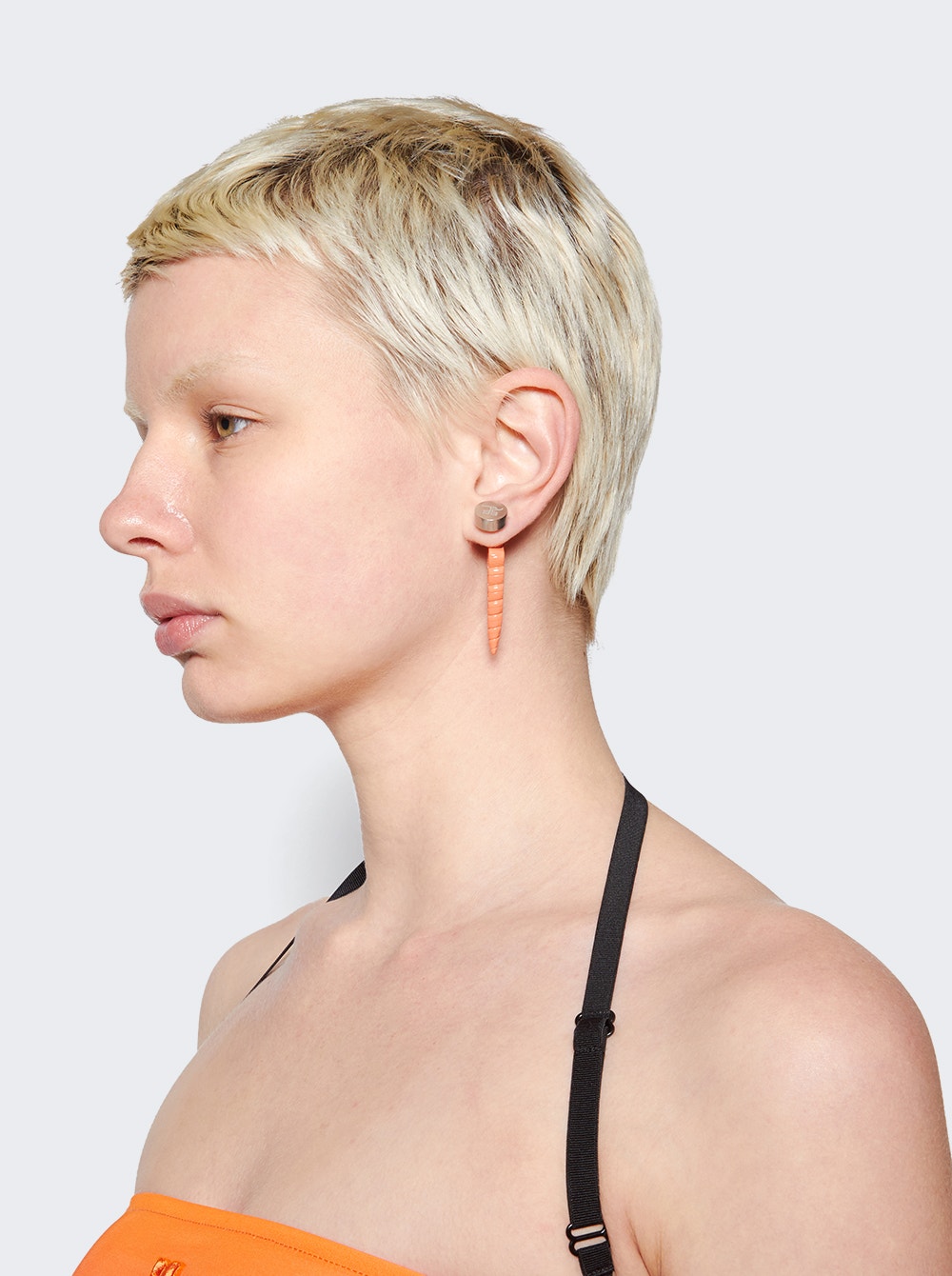 Women | Courrèges | Perforated Shell Earrings | Sunset Orange