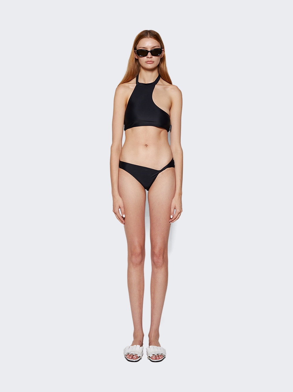 Women | Courrèges | Twist Tech Jersey Swim Bottoms | Black