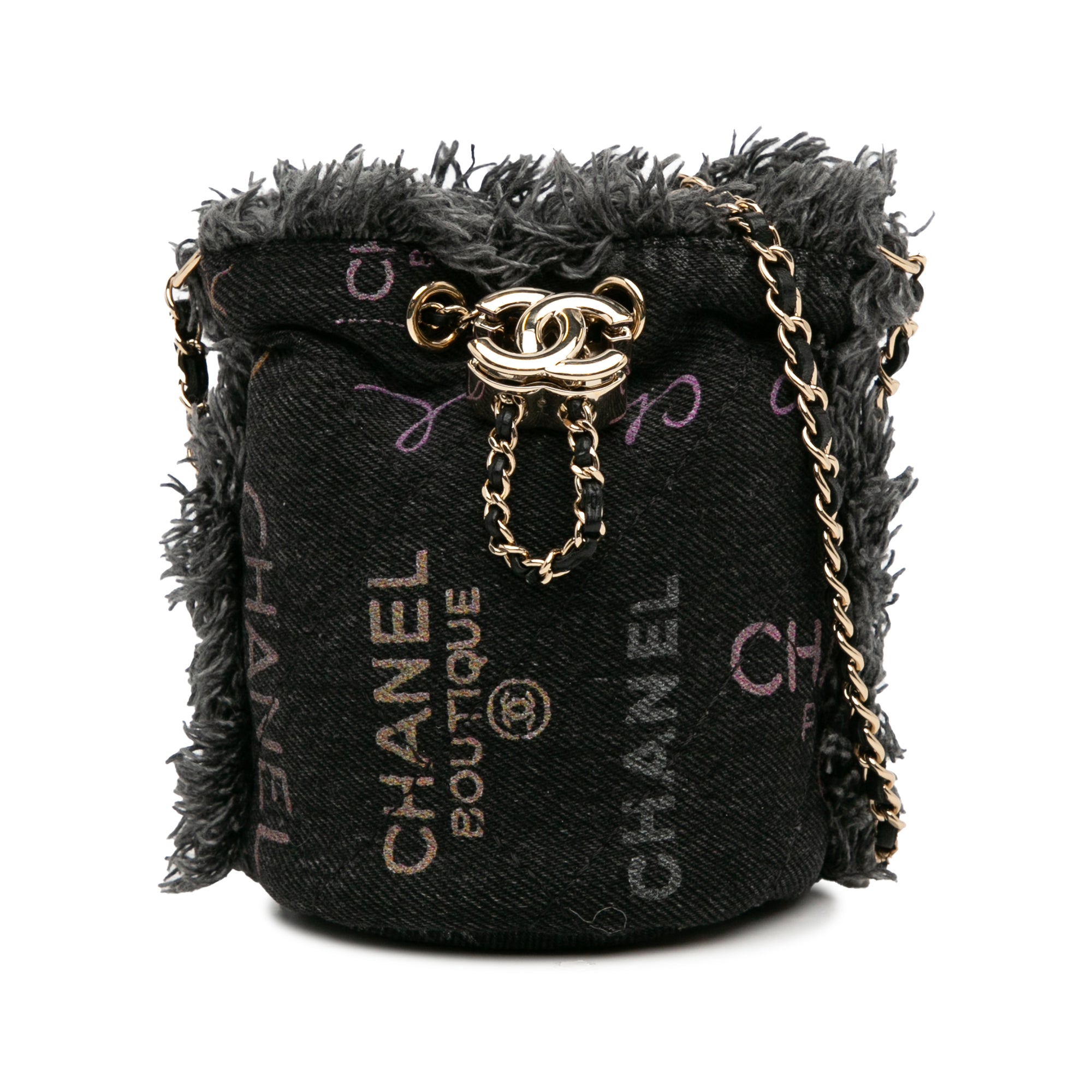 Chanel | Pre-Owned Mini Denim Mood Bucket with Chain - II | Gray/Charcoal