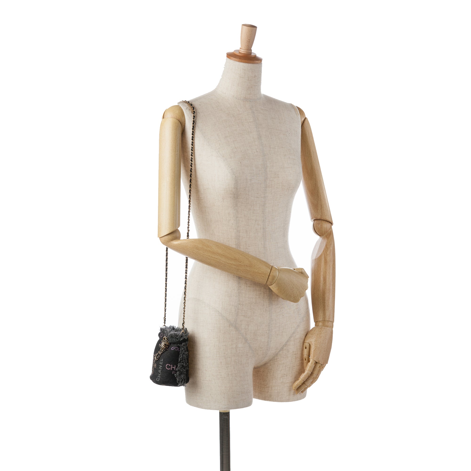 Chanel | Pre-Owned Mini Denim Mood Bucket with Chain - II | Gray/Charcoal