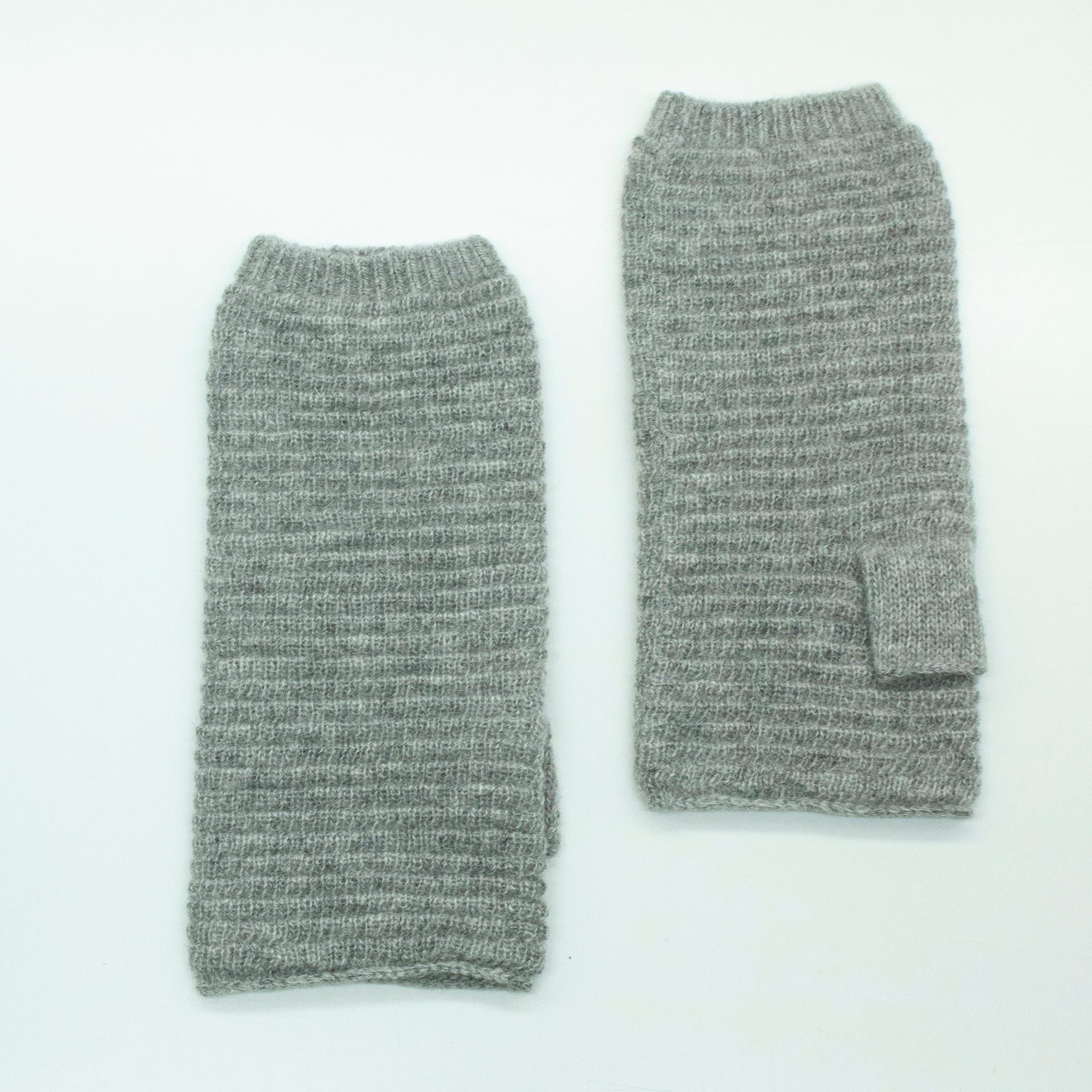 Cashmere Ribbed Fingerless Gloves | Light Grey