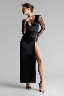 Slit Long Dress - Rendez-Vous Private | Black