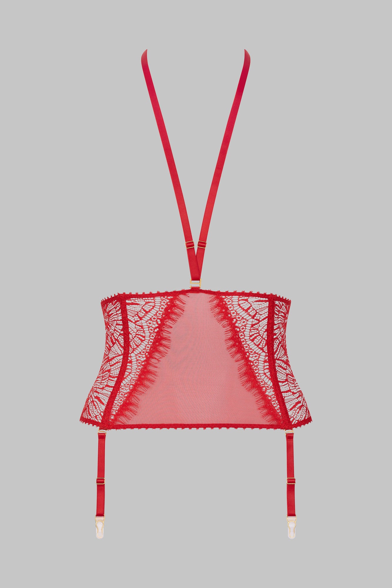 Waist cinched with suspenders - Accroche Coeur | Red