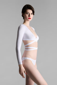 Long Sleeves Wrap Top - La Femme Amazone | White