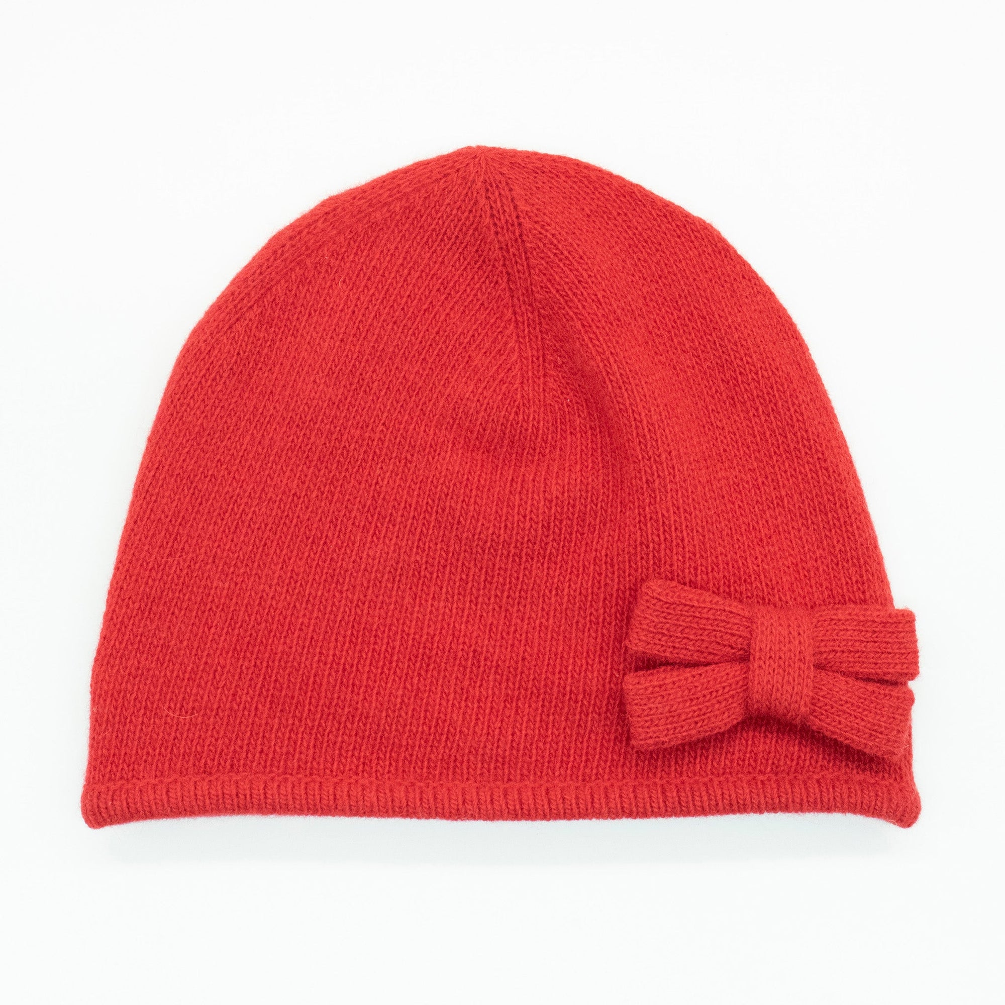 Kids Cashmere Beanie With Bow | Red