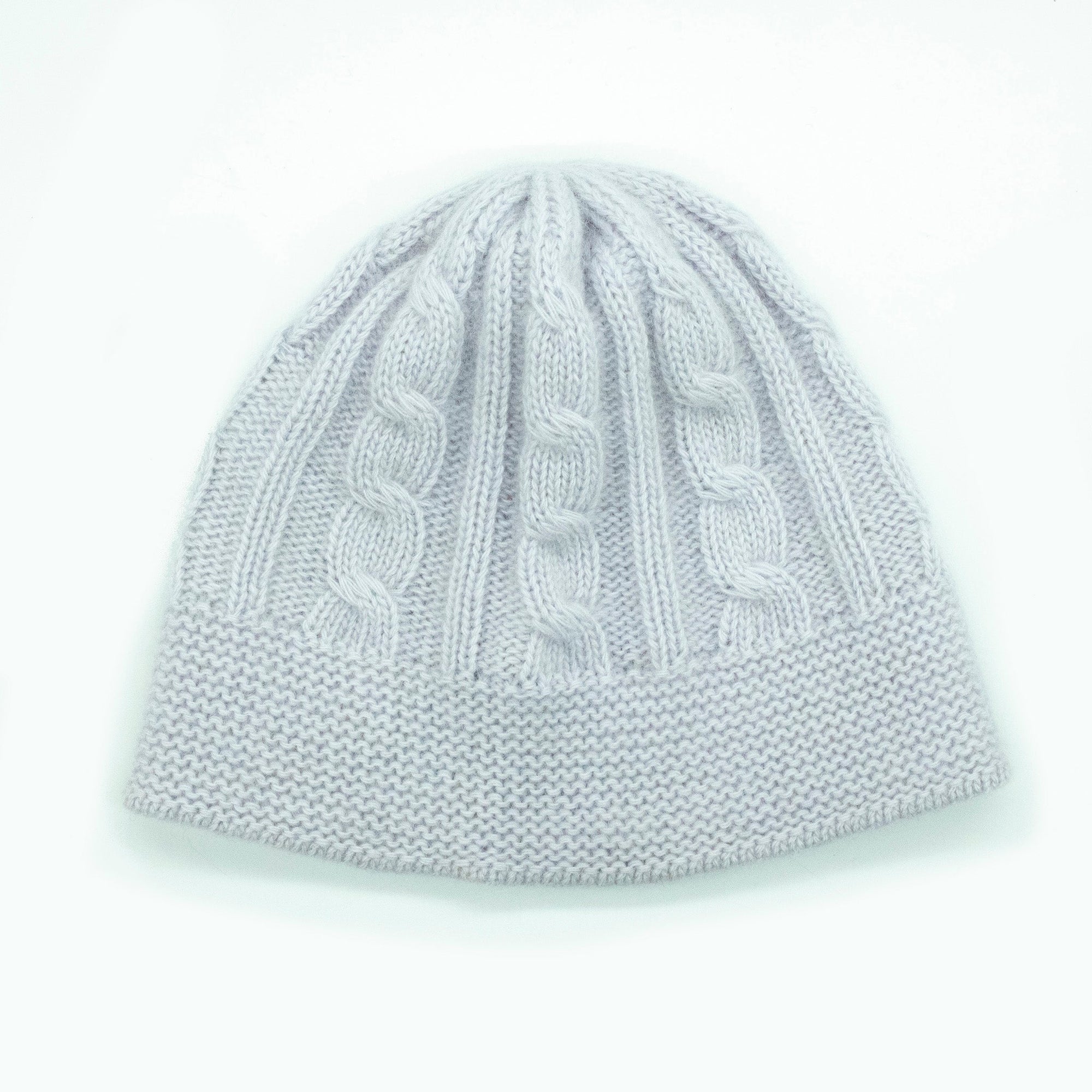 Kids Cashmere Chunky Beanie Hat In Cable Design | Pearl