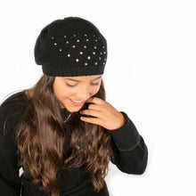 Kids Cashmere Beret With Crystal Stones | Black