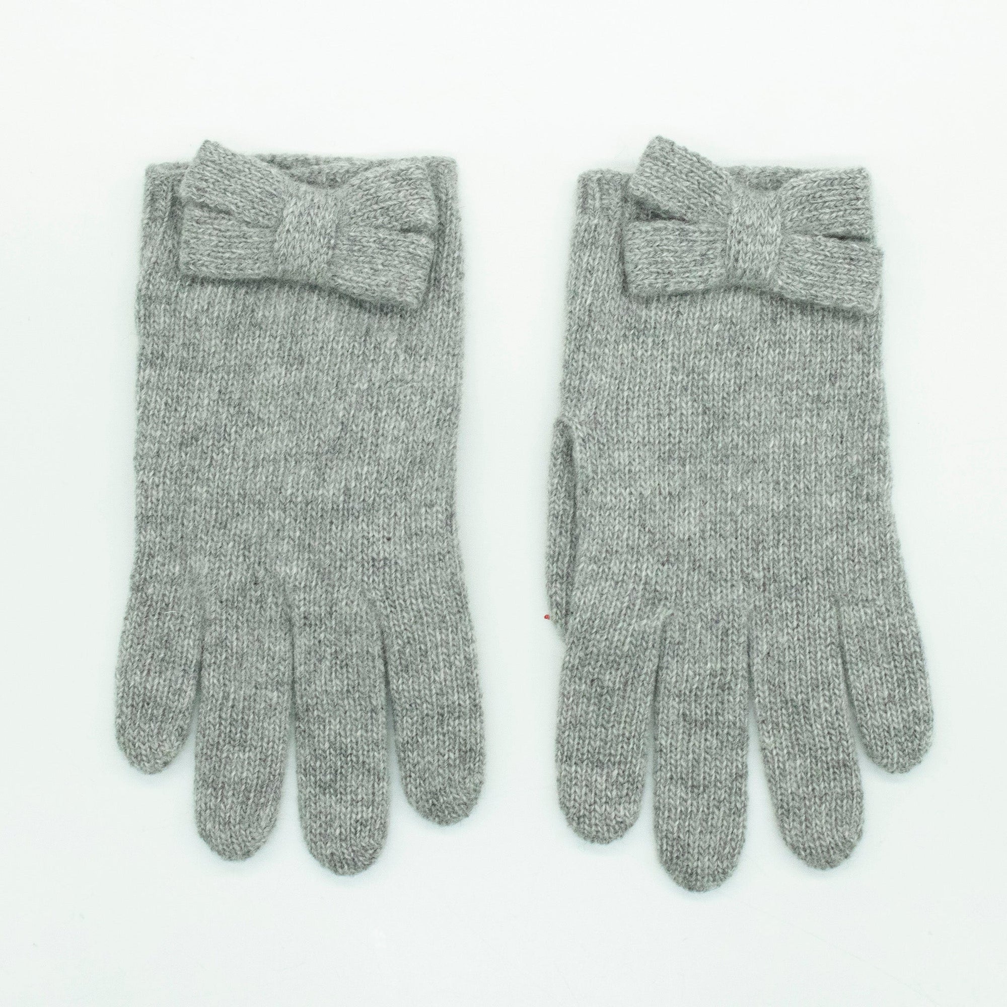 Kids Cashmere Gloves With Bow | Light Grey