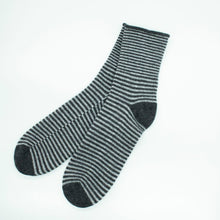 Cashmere Striped Socks | Charcoal