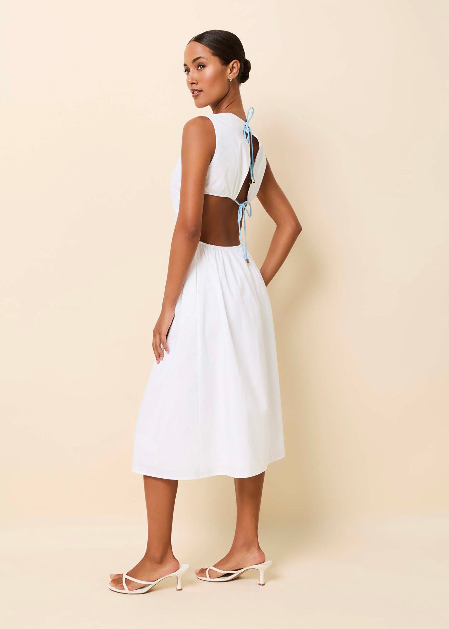 Womens | Sabine Midi Dress Poplin | Optic White