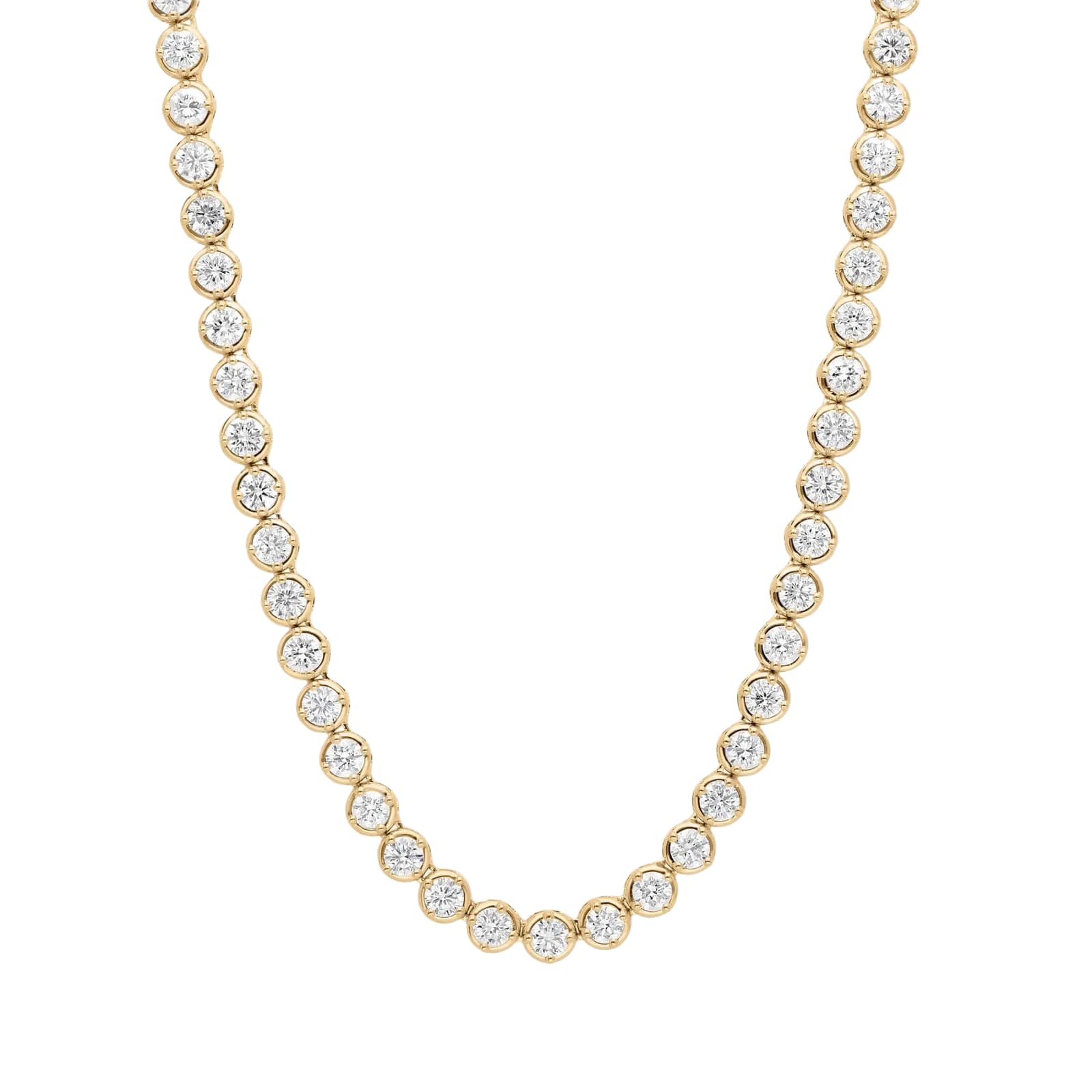10.00 CT Round Lab-Grown Diamond | Tennis Necklace | 14K Yellow Gold