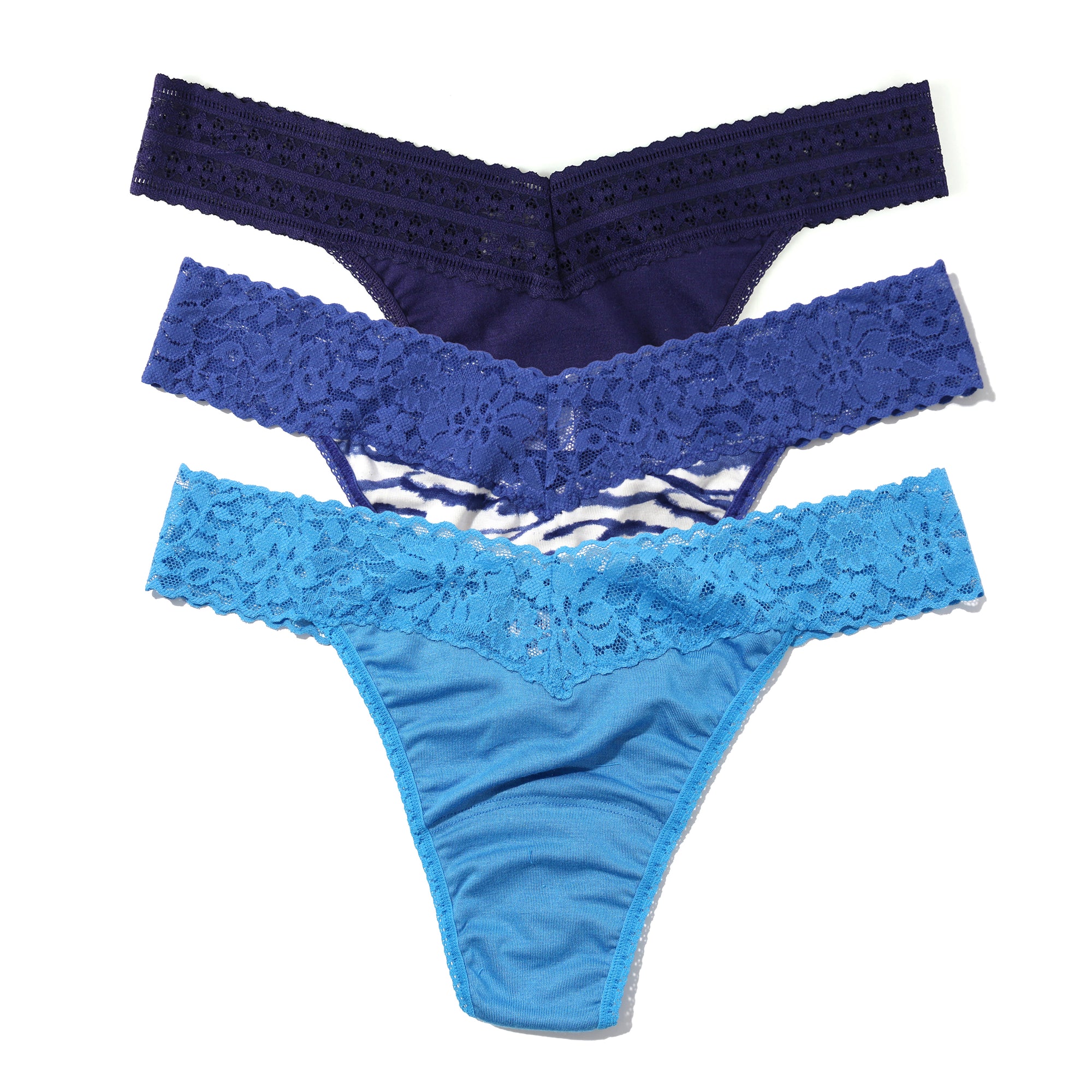 3-Pack Dream Original Rise Thong | Indigo/Inked/Laguna Blue