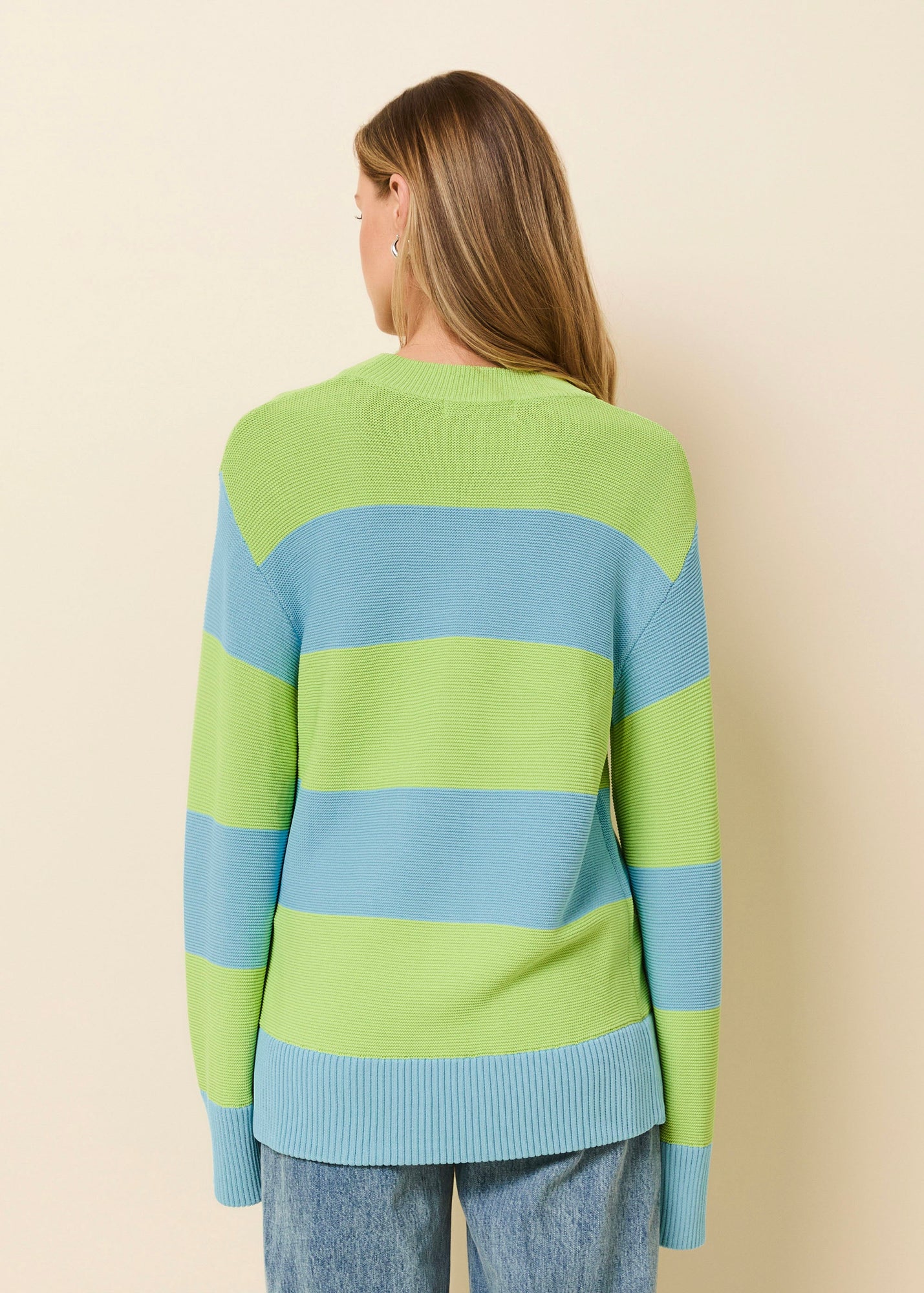 Womens | Tate Sweater | Ocean Mist/Sour Apple Rugby Stripe
