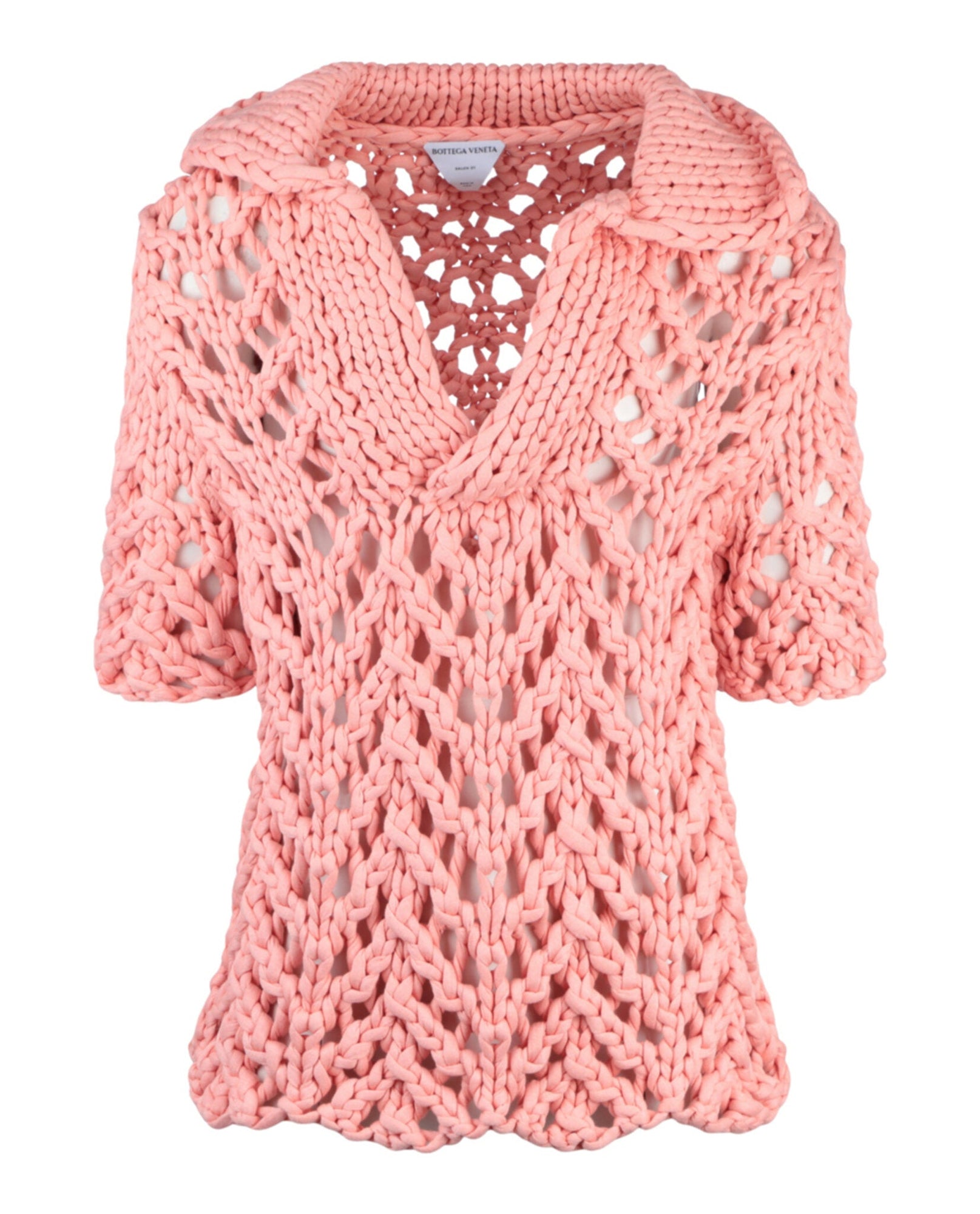 Bottega Veneta | Pink Crochet Knit Polo