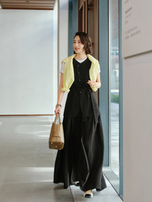 Triacetate Collarless Waist-Defining Vest | Black