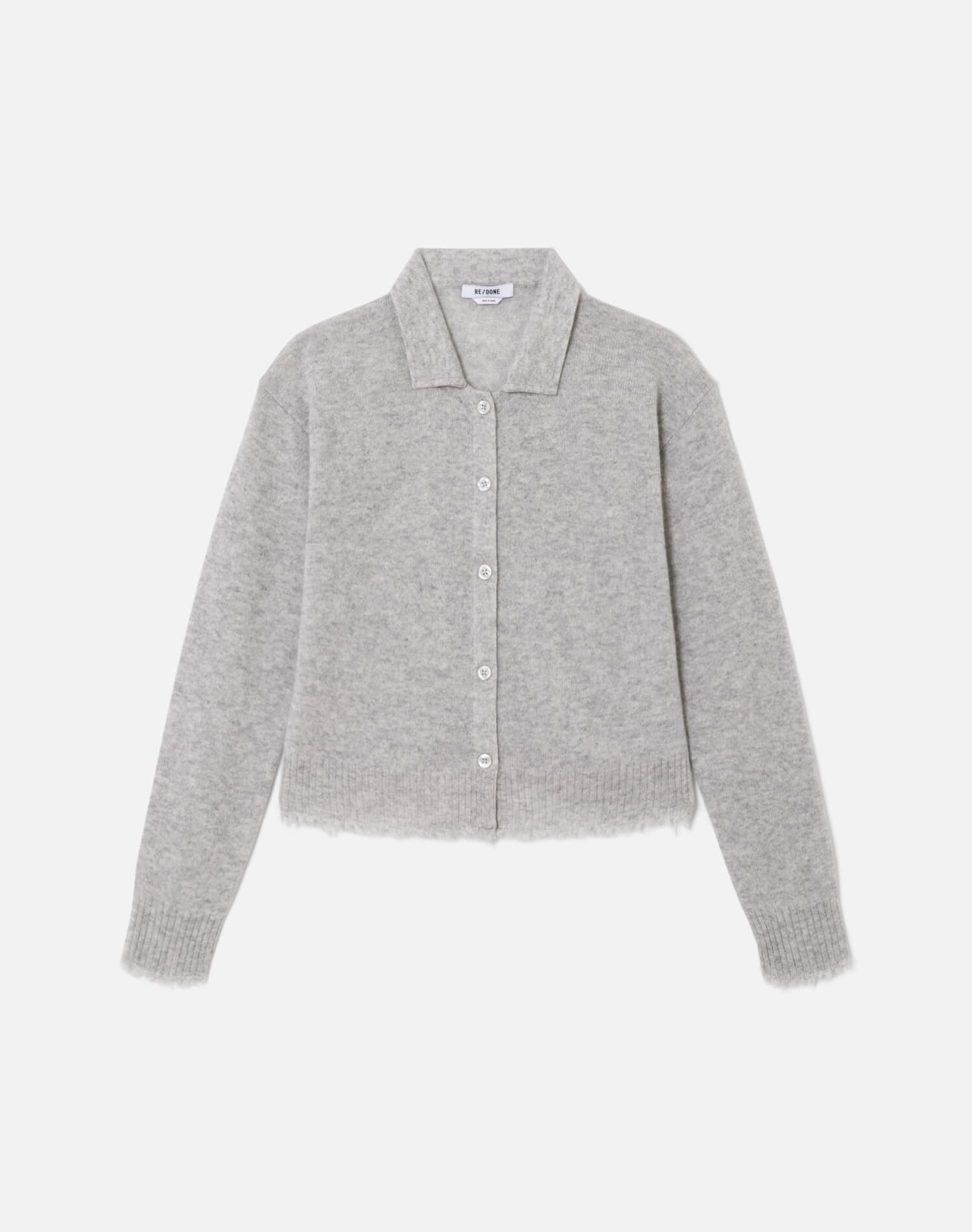 Womens | The Loose Polo Cardigan | Light Heather Grey