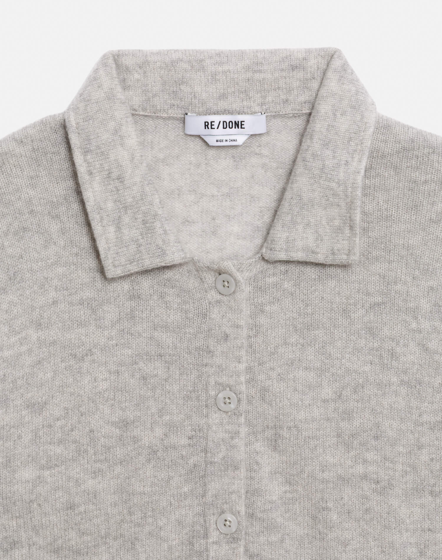Womens | The Loose Polo Cardigan | Light Heather Grey