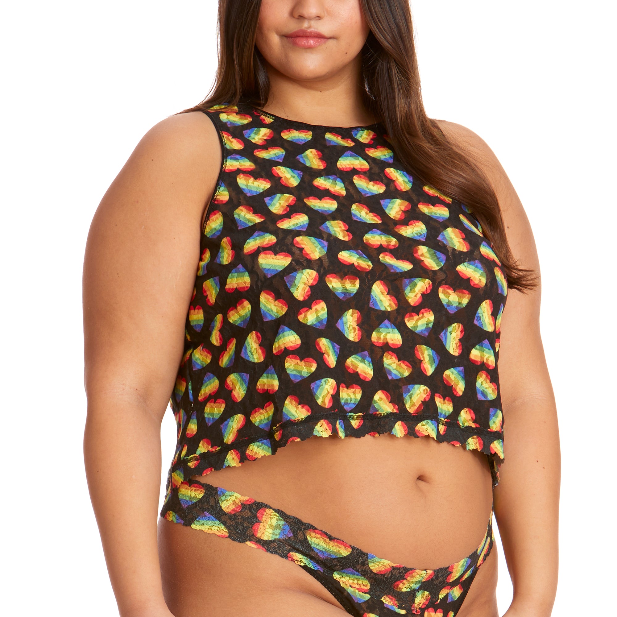 Plus Size Signature Lace Crop Cami | Black-Multi