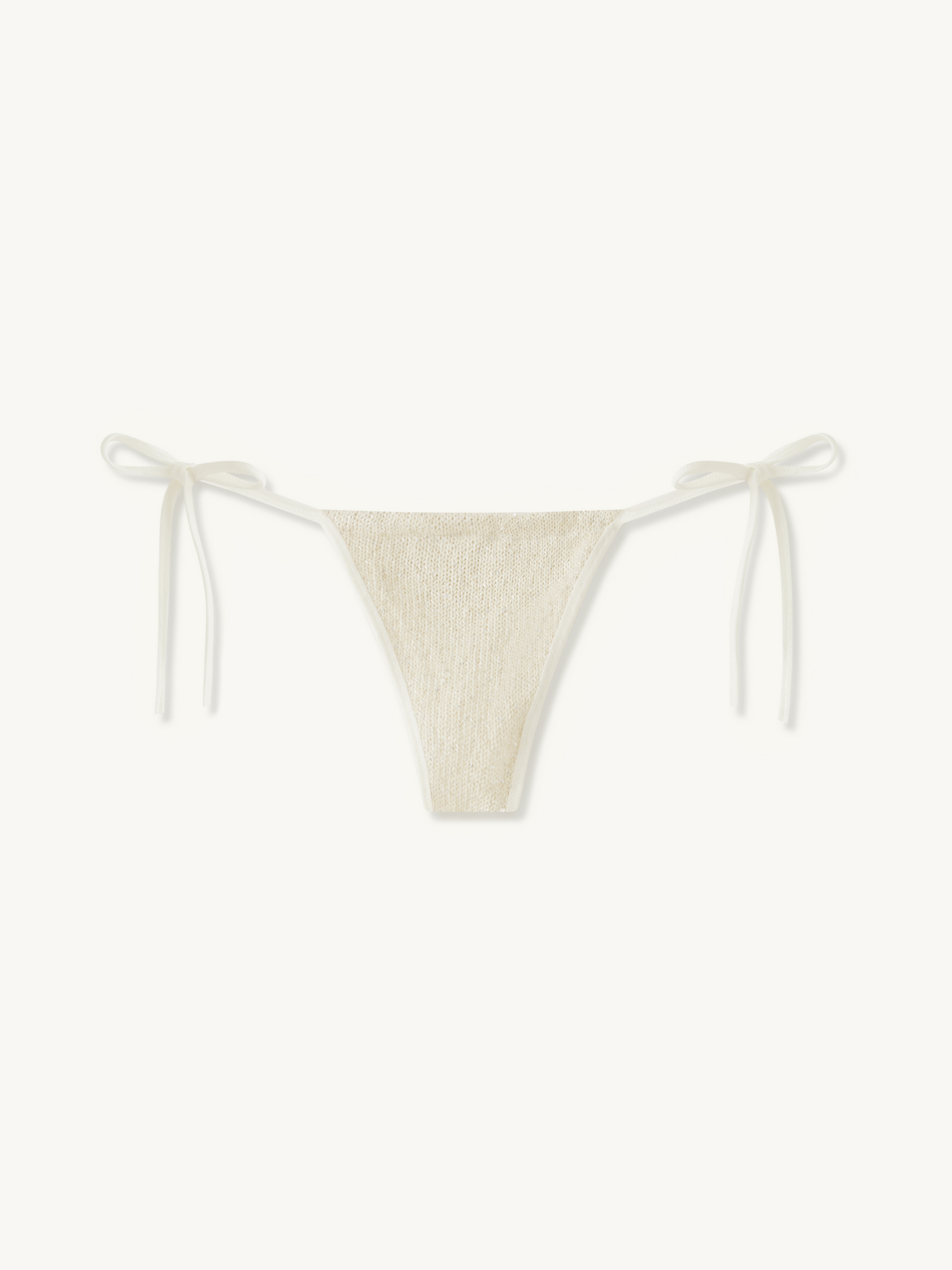 Mia Knitted String Bikini Bottom | Ivory Sequin