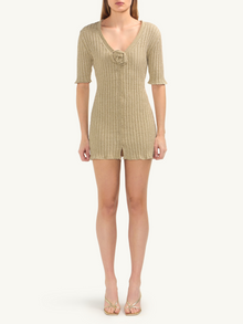 Sabina Halfsleeve Mini Dress | Golden Olive Shimmer