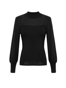 Elegant Wool Knit Sweater | Black
