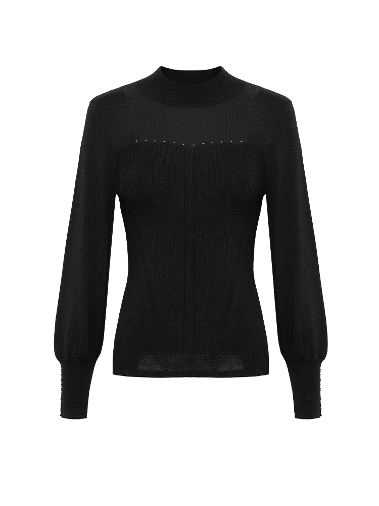 Elegant Wool Knit Sweater | Black