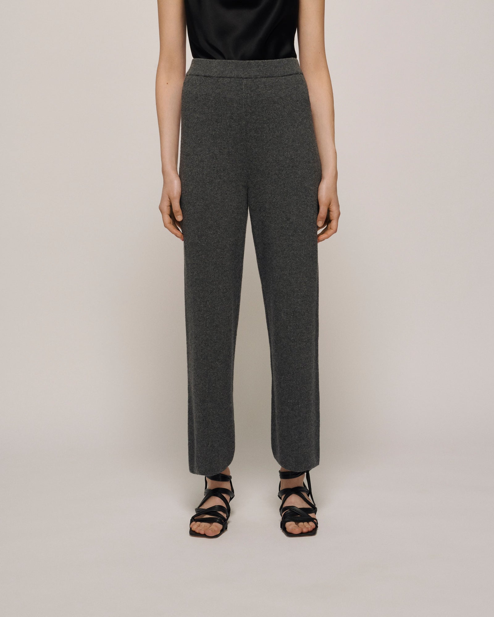 Keira Ribbed-Knit Pants | Graphite