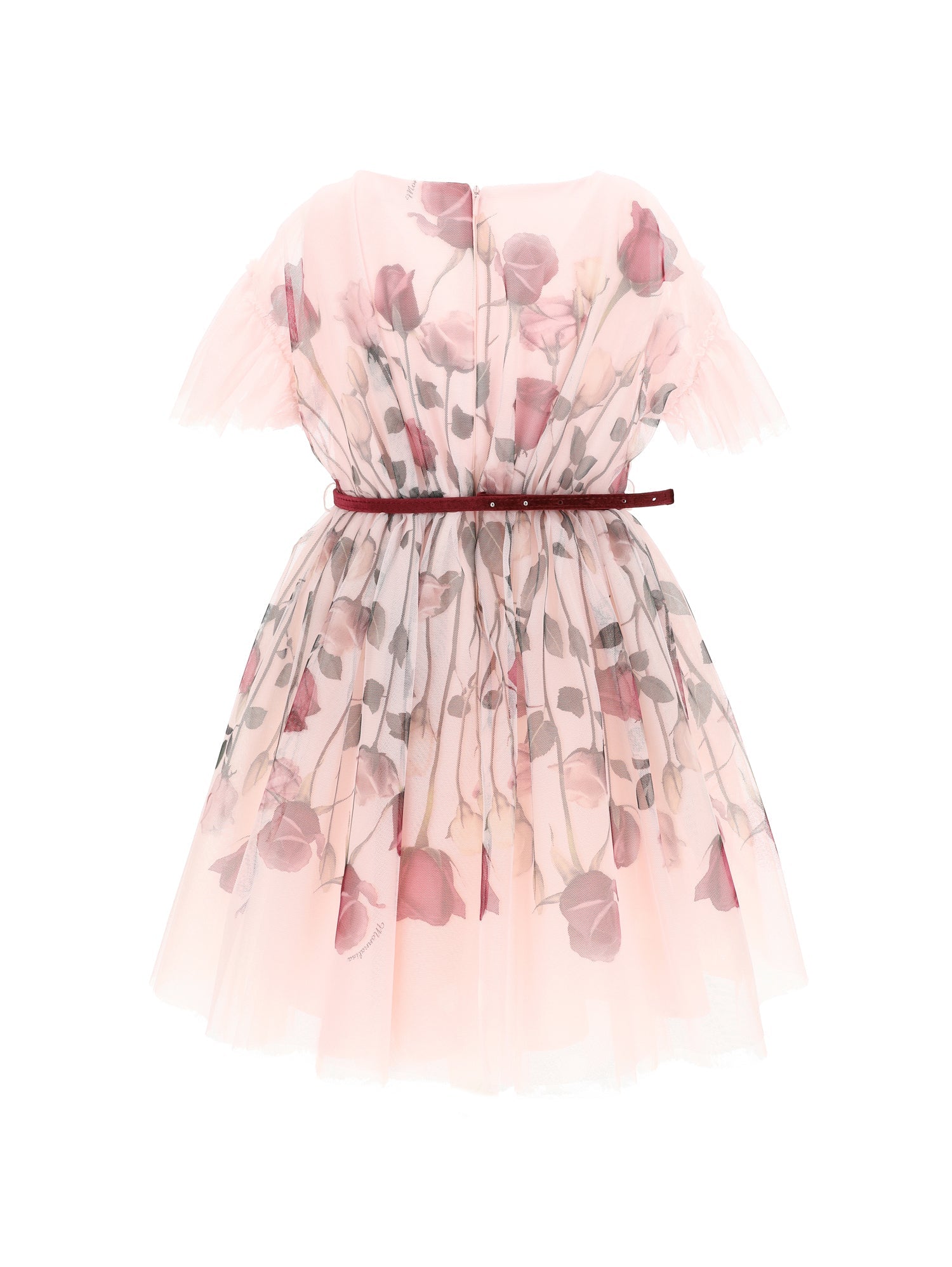 Girls | Rose Print Tulle Dress | Antique Pink