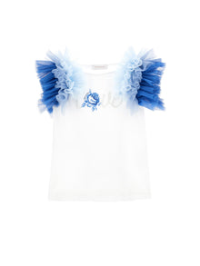 Girls | Jersey T-Shirt With Trim And Love | Cream/Cloud
