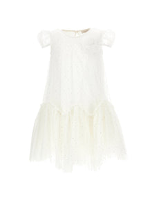 Girls | Tulle Dress With Spire Flounces | Cream/Gold