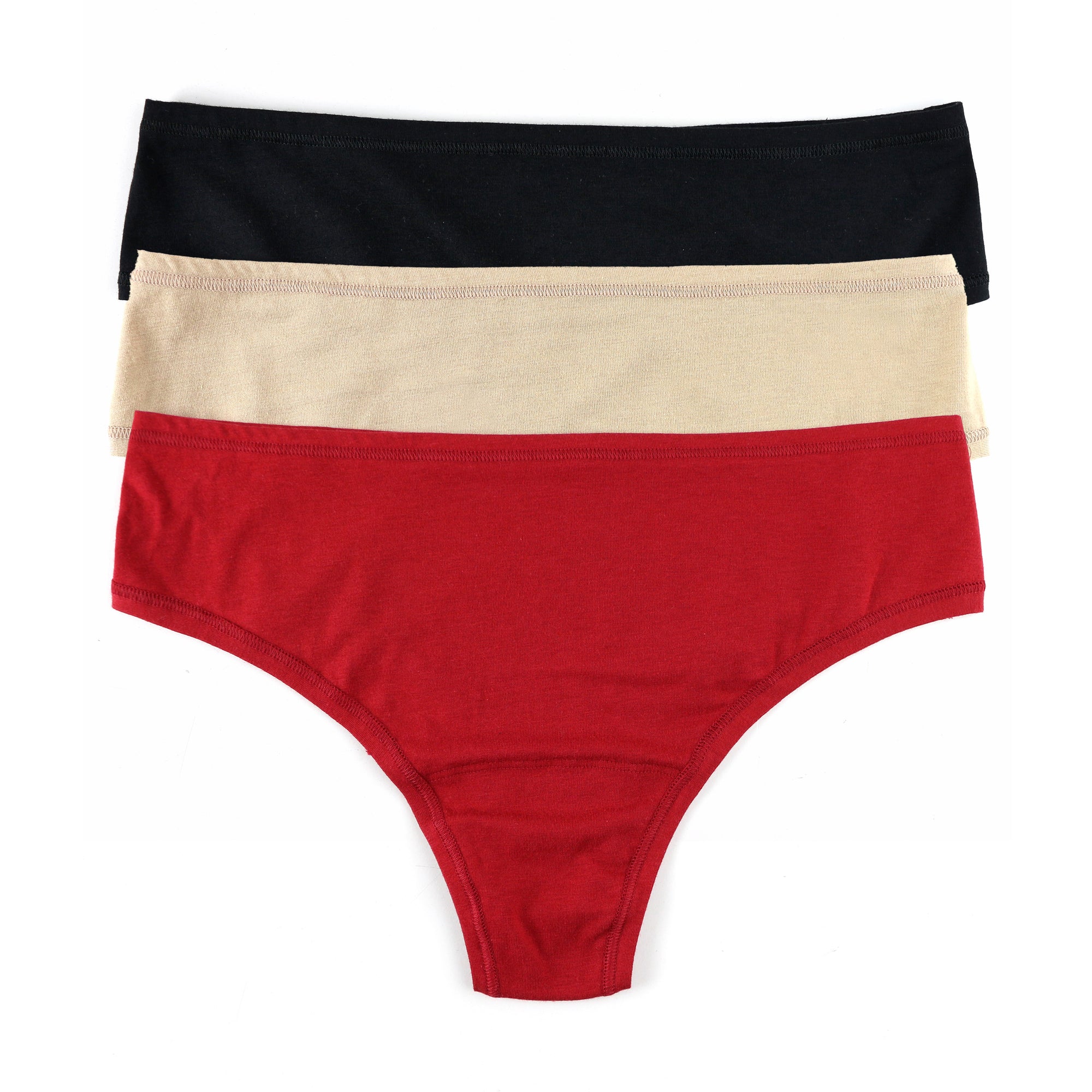 3-Pack Play Stretch Natural Rise Thong | Black, Chai, Cayenne