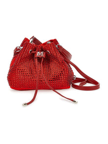 Girls | Rhinestone Bucket Coated Fabric | Red