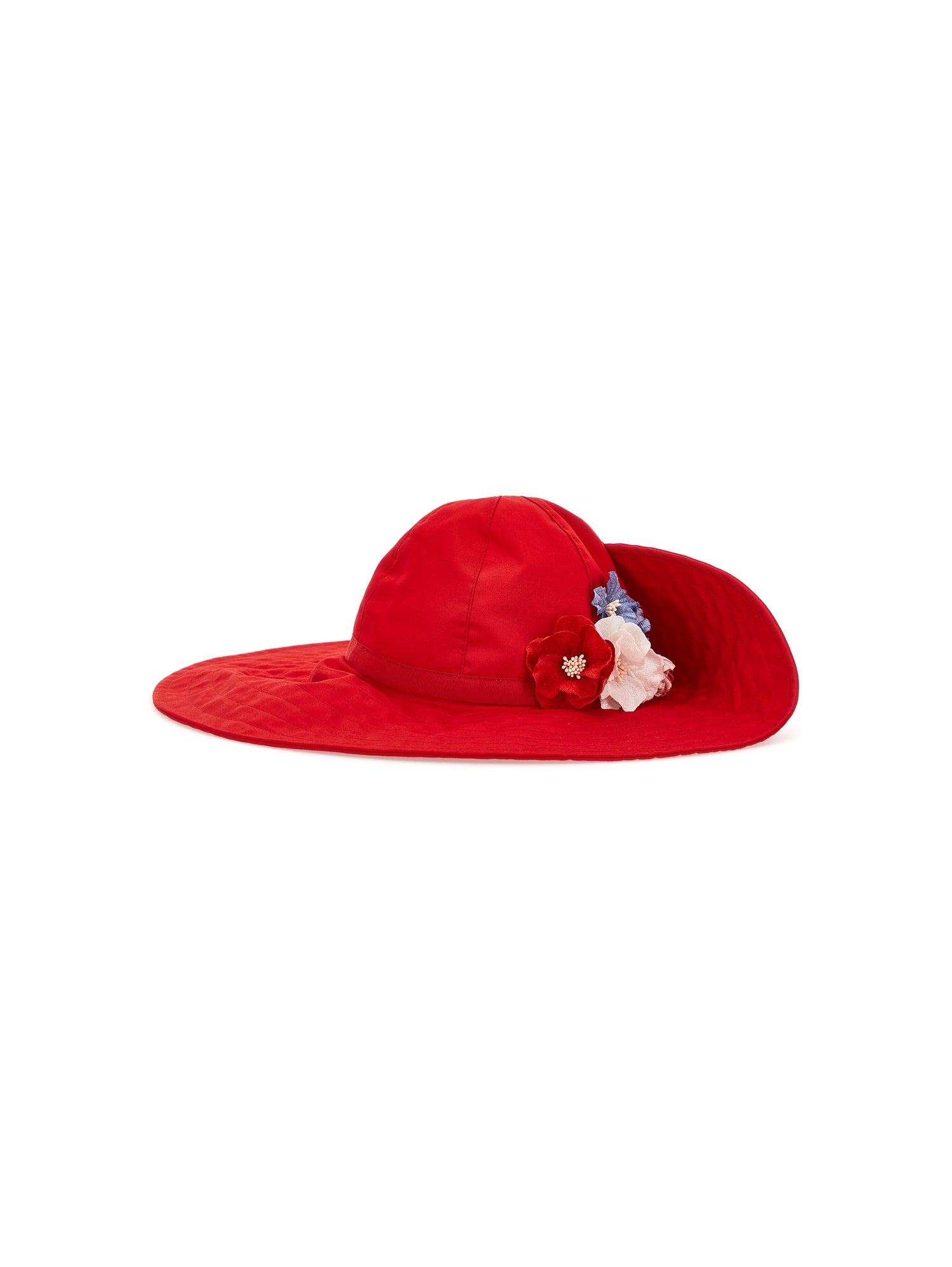 Girls | Wide-Brimmed Flower Hat | Red