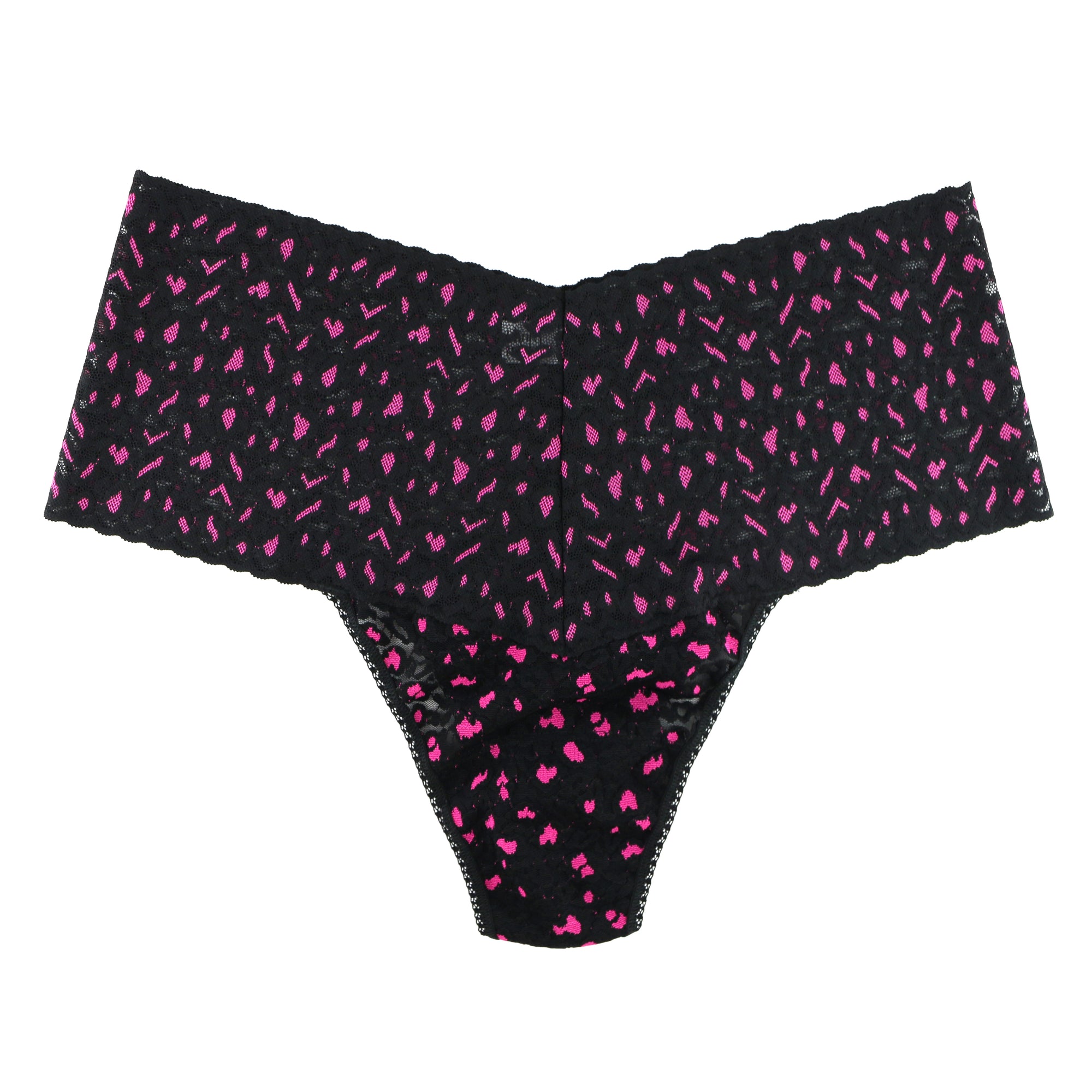 Plus Size Cross-Dyed Retro Thong | Black/Tulip Pink