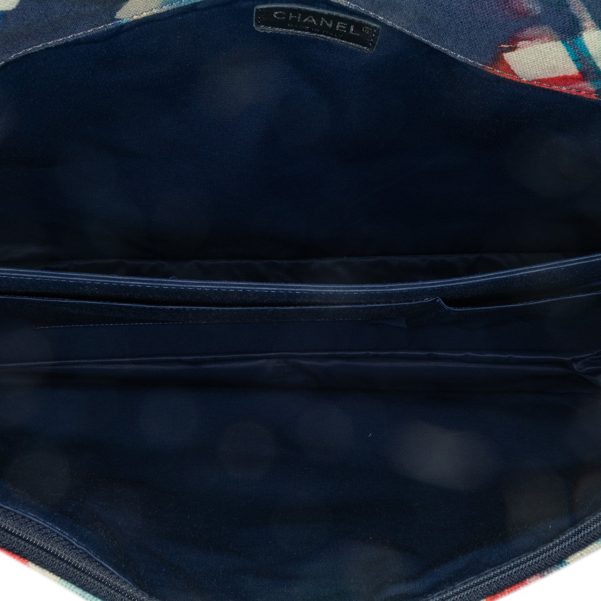 Chanel | Pre-Owned XXL Printed Canvas Airline Single Flap | Blue/Dark Blue